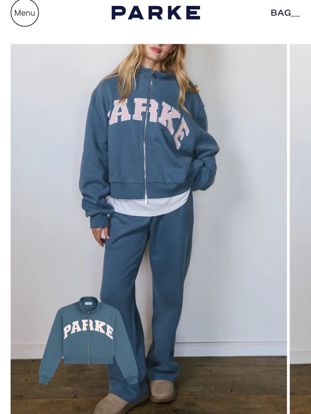 Parke Zip Up Varsity Mockneck Sz S/M Mulled NWT - Picture 4 of 4